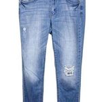 Kancan KC11046 Mid Rise Torn Straight Cropped Leg Stretch Denim Blue Jeans 28 Photo 0