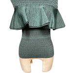 Apiece Apart  Sweater‎ Top Ruffle Ribbed Knit Marled Green Black Size Small Photo 2