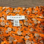 Topshop  angel sleeve button through rose print satin tea top in orange - Size 6 Photo 4