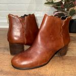 Lands' End Lands’ End Scalloped Edge Brown Leather Ankle Boots Photo 12