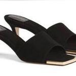Good American NWT- The Standout Square Toe Slide in Black and Gold Size 7 Photo 1