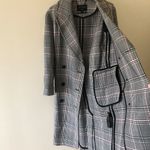 All Saints Tyla Check Plaid Wool Blend Belted Long Trench Coat Photo 9