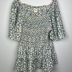 Hayden plus size 1X smocked floral blue & white blouse Photo 0
