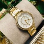 Michael Kors  Gold Mother of Pearl Quartz Watch 33mm Stainless Steel NWT Photo 0