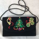 Christmas embroidered crossbody/shoulder bag purse Black Photo 0