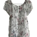 Luisa Ricci Top Women S Silk Italian Floral Crinkle 90s Feminine Career Blouse White Photo 0