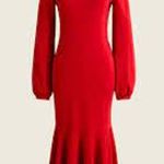 J.Crew Twist Back Sweater Dress A-Line Crewneck Balloon Sleeves Red XL NWT Photo 5