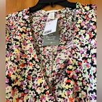 H&M HM Blouse Multicolor Floral Abstract Print V-Neck NWT Womens Size XL Photo 6