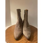 Vince  Hayek Suede Taupe/Grey Block Heel Sock Ankle Booties Boot Photo 1