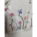 Vintage Butterfly Beaded Flower Embroidered Cardigan Size Small Grannycore White Photo 3