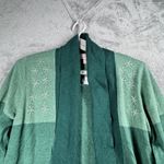 Quacker Factory  Cardigan Sweater Womens M Green Embellished Snowflake Open Front Photo 4
