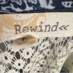 Rewind Blue and white crochet lace boho peasant top size large Photo 4