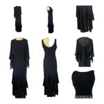 David's Bridal formal sleeveless long navy beaded tiered dress with shawl size 4 Photo 2