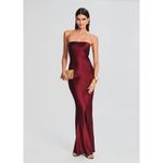 retrofete Keaton Silk Strapless Dress Cabernet Womens Size XS Red Photo 2