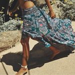 Free People  Morning Sun Ruffle Floral Maxi Skirt Medium Summer Beach Bohemian Photo 1