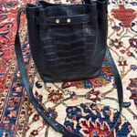 DeMellier London Black Croc Embossed Leather Bucket Bag Crossbody READ Photo 0