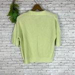 Vintage Norm Thompson Yellow Green Linen Knit Polo Knit Top Photo 4