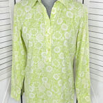 Mossimo Vintage Retro Floral Print Popover Shirt Green Medium Green Photo 0