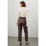 Derek Lam RTR 50 (12-14) Brown Faux Leather Pleated Paperbag Straight Pants Photo 2