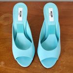 Moschino x Barbie • turquoise stiletto mules heels sandals peep toe Photo 2