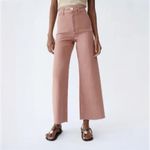 ZARA  Premium Marine Straight Wide Leg Jeans in Dusty Rose Pink Photo 1