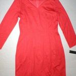 New NWT Rayon Josie Natori Dress Double Knit Jersey S Womens Red Fit Flare LS V Photo 0