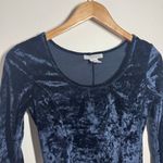 Vintage Y2K Top Women Size S Blue Velvet 3/4 Sleeve Stretch Fitted Bratz Witchy Photo 3