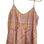 Old Navy  Orange Plaid Sleeveless Casual  Peplum V-Neck Chic Tank Top Medium Photo 0