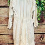 Vintage Sas'sa White Western Dress Large Midi Cowgirl Fringe Lace Conchos Photo 3
