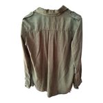 ZARA Woman Premium Denim Green Button Down Military Utility Shirt Medium Photo 3