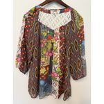 New Directions Tunic Top Boho Crochet Lace Back Sheer Gypsy Festival Artsy 2X Size XXL Photo 1