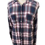 Mossimo Boyfriend Fit Long Sleeve Plaid Button Up Small Blue Photo 0