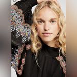 Free People Technicolor dream embroidery metallic waffle dolman crop XS Photo 1