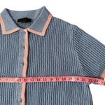 ZARA  Women's Small Knit Lounge Set Blue Pink Trim Short Sleeve Button Top Shorts Photo 3