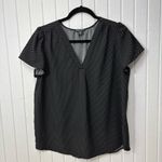 Hilary Radley Black and White Polka Dot V-Neck Blouse Size M Photo 3