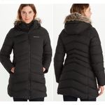 Marmot Black Montreal Long Down Puffer Jacket Faux Fur Hood S 700 Fill Photo 1