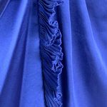 Max and Cleo Satin Mini Cocktail Dress Rosette Spaghetti Strap Size 10 Blue Prom Photo 3