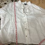 J.Crew  Ruffle Trim Button Up Shirt Linen In White Size 3X Photo 6