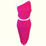 House Of Harlow 1960 2 Piece MIDI Skirt & Top Set Ruched Stretch Mesh sz xs Pink Photo 2