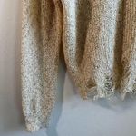 Hayden Los Angeles Sweater Oatmeal Distressed Hem Knit V Neck Sweater Sz L EUC Photo 5