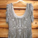 Mac Duggal 5434 Short Sleeve Beaded A-line Tea Length Dress Photo 12