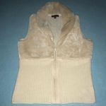 𝅺GLO jeans faux fur and knit zip up sleeveless vest cream colored Y2K size L Photo 0