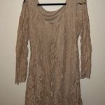 Fire Los Angeles Tan Lace Long Sleeve Mini Dress Photo 3