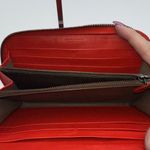 Bottega Veneta  Red/Orange Intrecciato Woven Nappa Leather Zip Around Wallet Photo 7