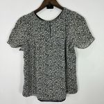 J.Crew Silk Blend Top 2 Blue Floral Metallic Gold Blouse Quiet Luxury Cottage Photo 1