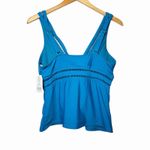 Time & Tru Womens Aqua Tankini Swim Top L 12-14 Adjustable Removable Cups Beach Photo 1