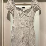 SheIn LWD White Textured Mini Dress Ties in front off or on shoulder Dainty Photo 0
