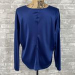 Stella & Dot  Blue Satin Vneck Blouse Photo 2