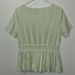 Cato  Eyelet Peplum Ruffle Short Sleeve Top Blouse Top Mint Green Women’s Medium Photo 2