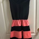 French Atmosphere Black & Pink Color Block Dress Photo 0